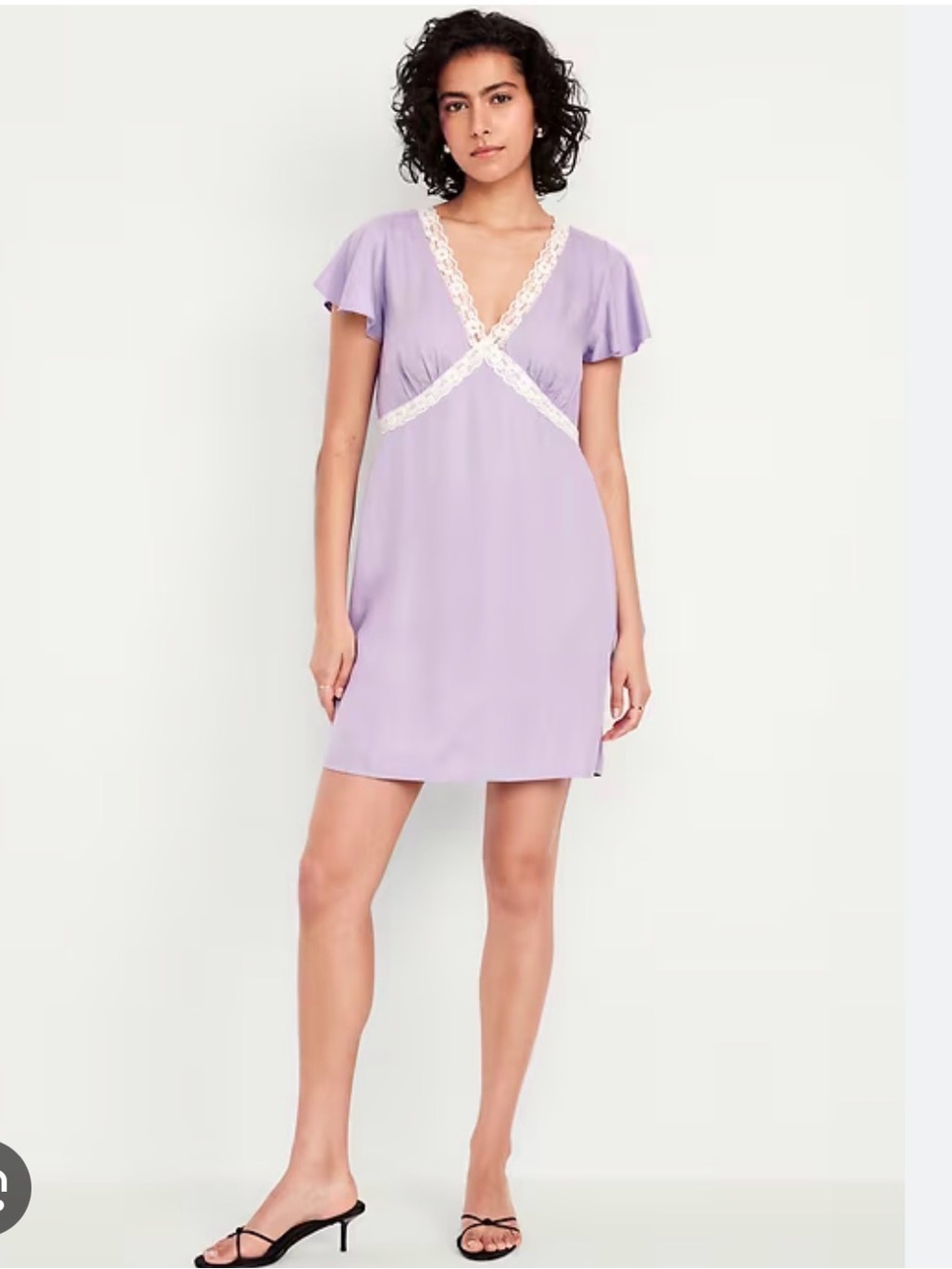 Old Navy Lavender Lace-Trim V-Neck Mini Slip Dress